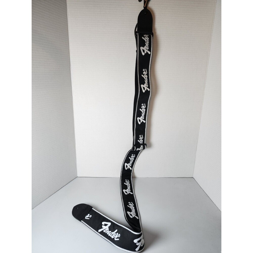 Genuine Fender 2" Wide Black Nylon Adjustable Guitar Strap - Running Logo